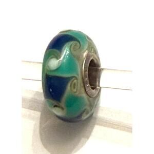 NEW TROLLBEADS women's universal beads for bracelet in unique teal, navy with wh